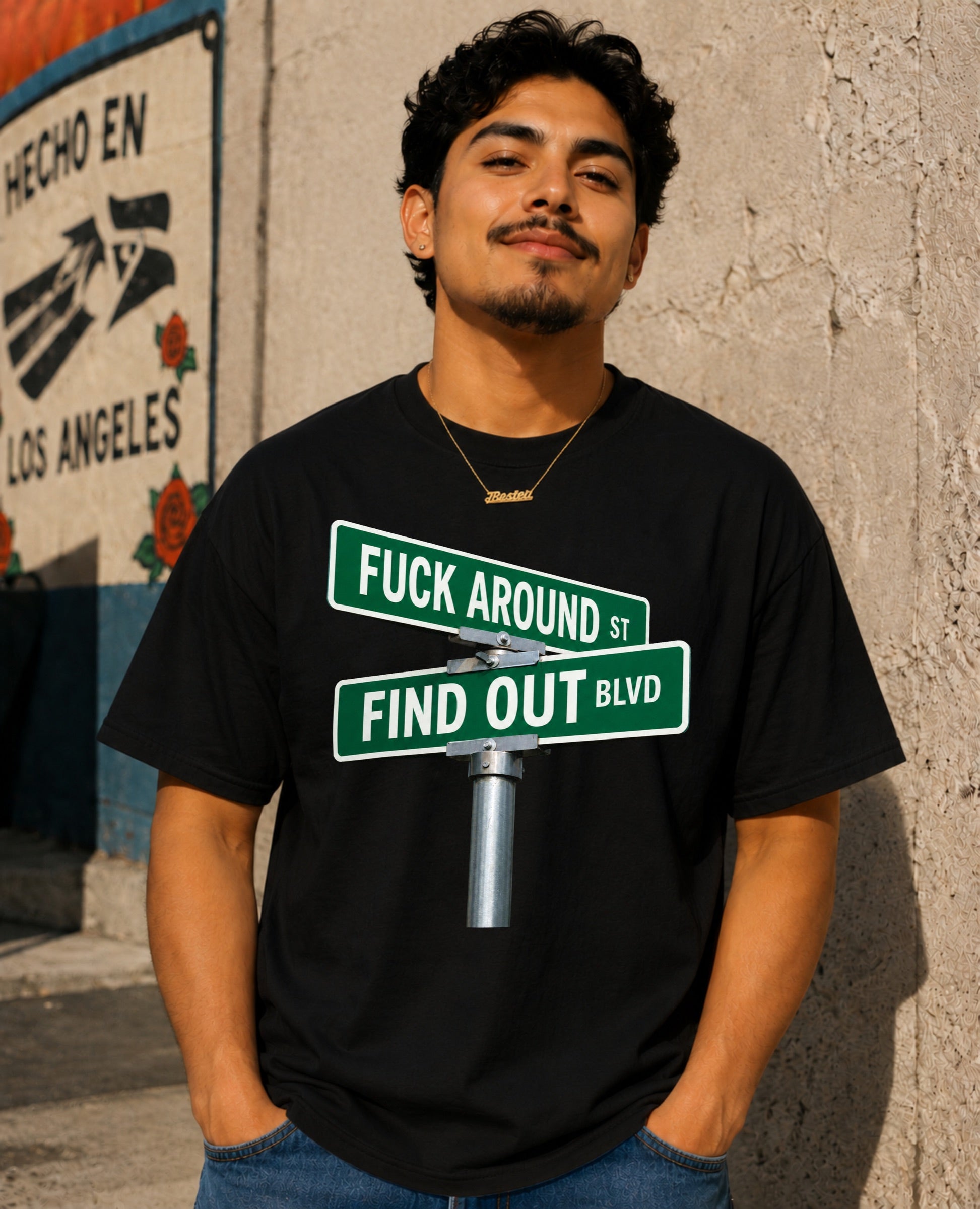 Fuck Around & Find Out T-Shirt shown on male model